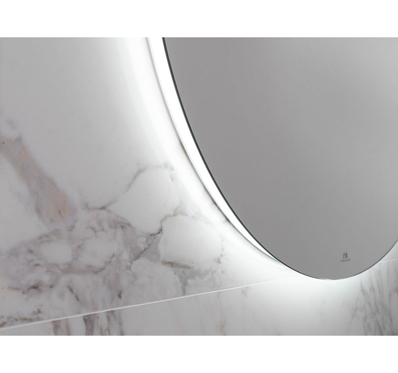 Round Flat Beveled Lighted Wall Mirror, 31.5" x 31.5"