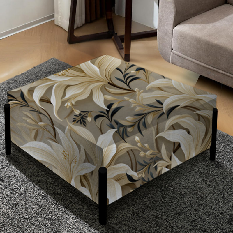 Driftwood Zen Tropical Motif II - Grand repose-pieds carré tropical