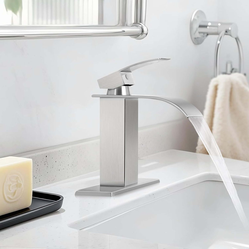 Classic Single Handle Bathroom Faucet Lavatory Faucet Stainless Steel Single Hole, Brushed Nickel