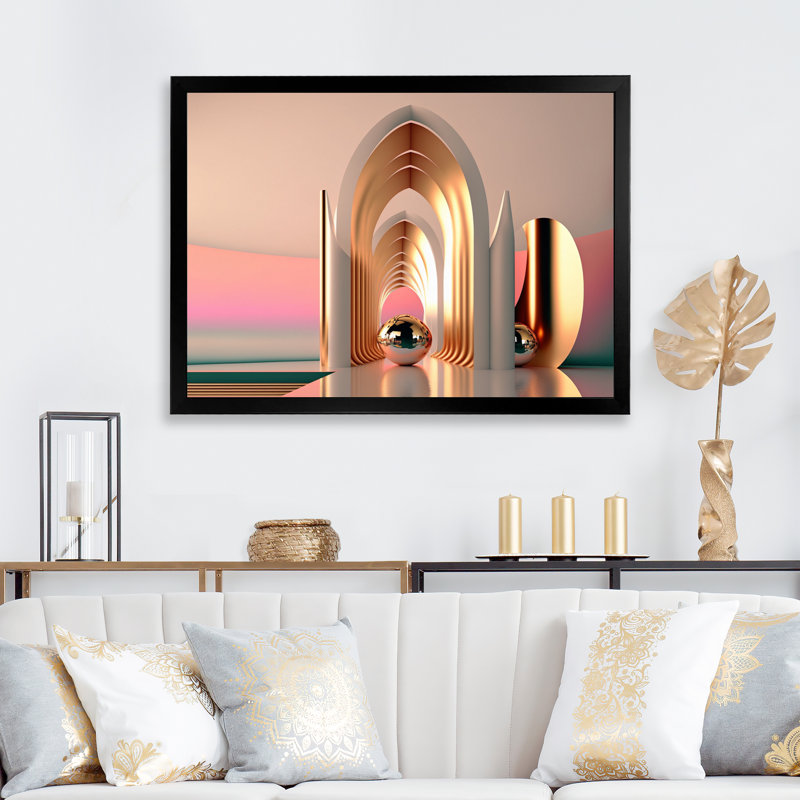 «Futuristic Golden Globe Architecture II», reproduction sur toile, H 34 po x l 44 po x P 1,5 po