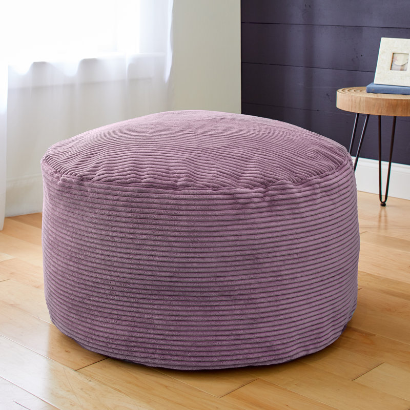 Upholstered Pouf, Barrett Purple Corduroy