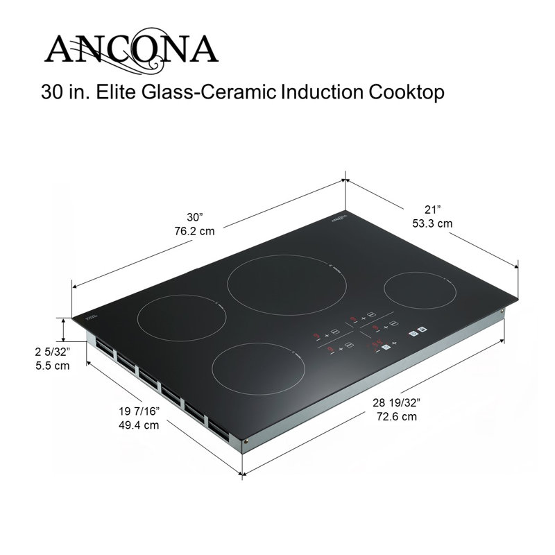 Ancona Elite 30 in. 4-Burner Induction Cooktop in Black Ceramic