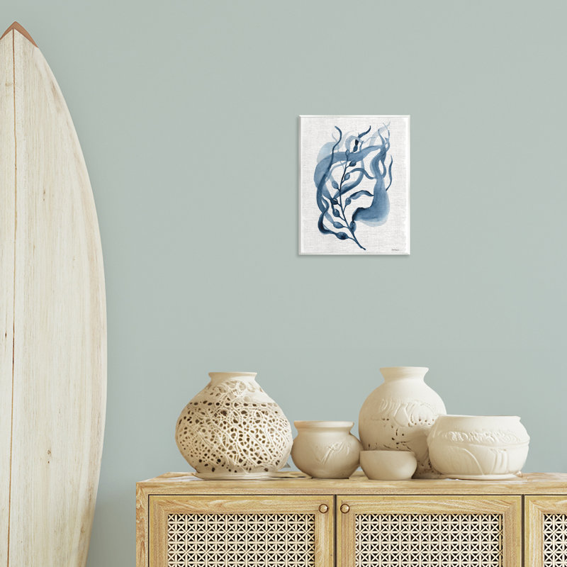 Fluid Blue Herb Leaf Wall Plaque, design by Carol Robinson
