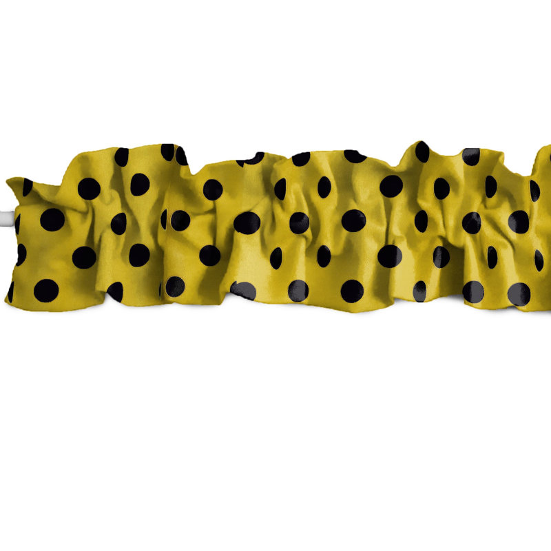 Cantonnière sur mesure en mélange de coton à pois, L 120 po x L 9 po, Noir/jaune