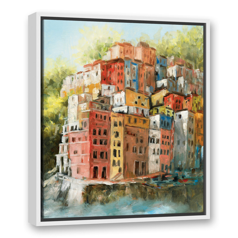 Méditerranée - peinture sur toile, H 25,75 po x l 21,75 po x P 1,75 po, Toile à cadre flottant blanc