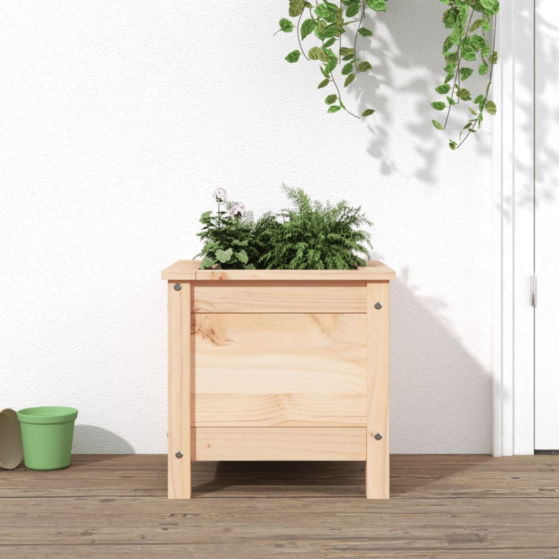 Bojana Wood Pot Planter, 39cm H x 40cm W x 40cm D, Brown, Pine