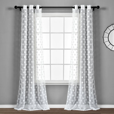 Textured Dot Sheer Sheer Curtain Pair
