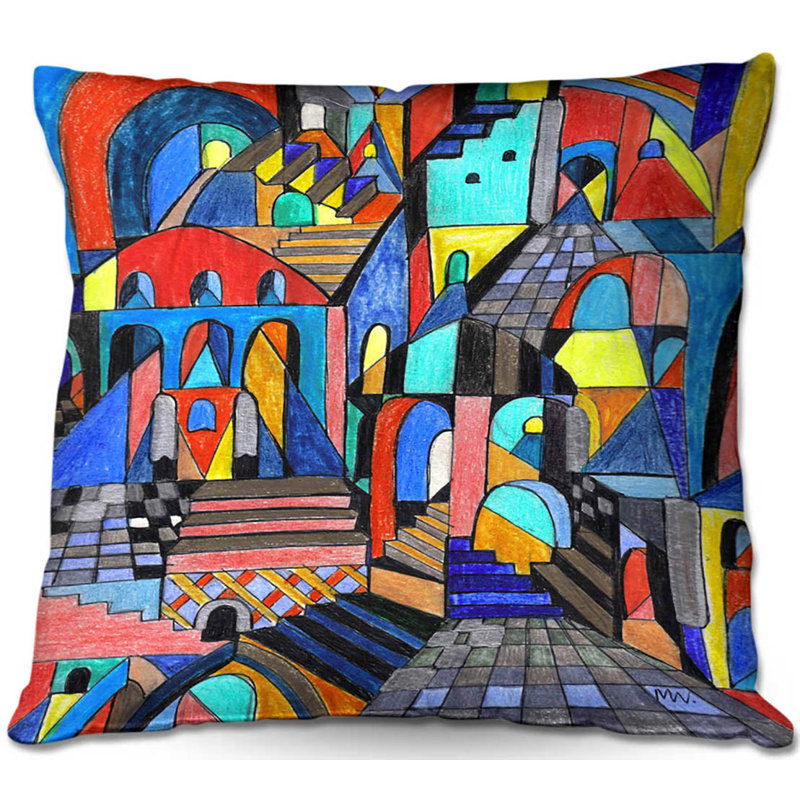  Coussin Couch Eschers Citidel, 16 po x 16 po
