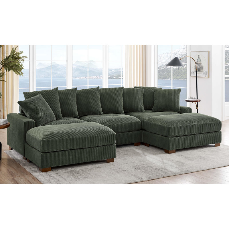 Wade Logan® Ashira Wide Reversible Modular Corner Sectional with Ottoman & Reviews | Wayfair