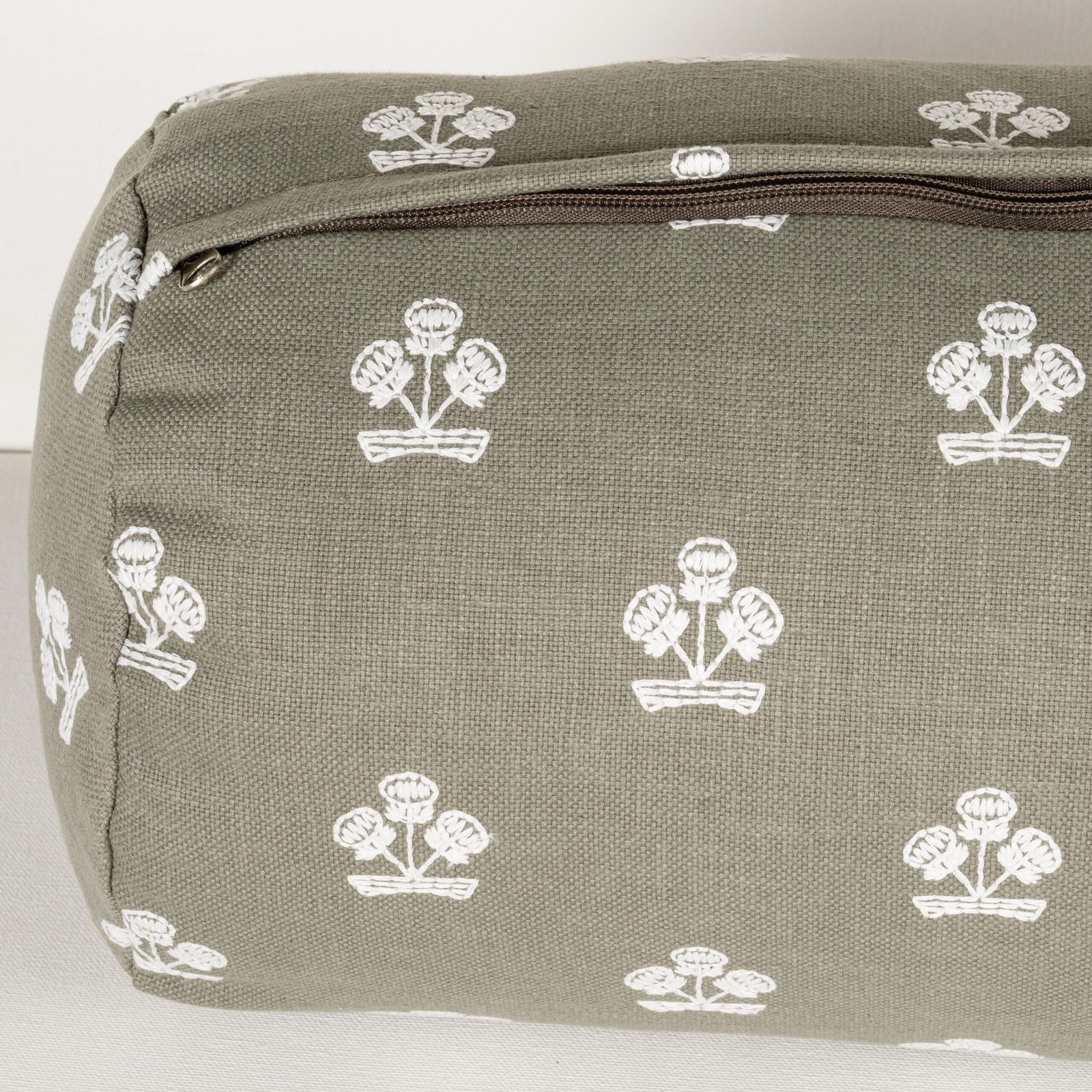 Hamachi Cotton Throw Pillow, Sage Green Floral, Bolster 8"H x 21"W, Polyester
