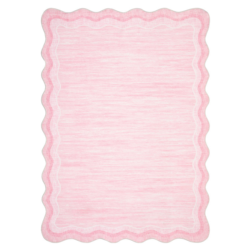 Bordered Design Machine Washable Rug with Rubber Backing for Living Room Modern Non-Slip Dining Room Rug Easy-Cleaning Floor Carpet for Bedroom
