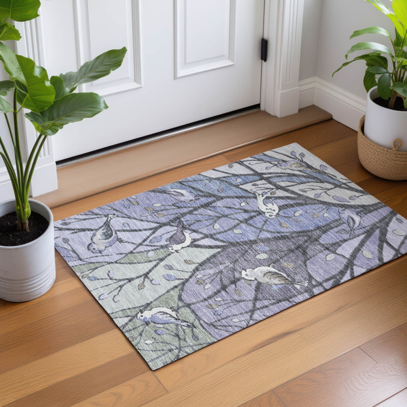 Machine Washable Indoor/Outdoor Chantille ACN2336 Botanical Rug, Rectangle 1'8" x 2'6"