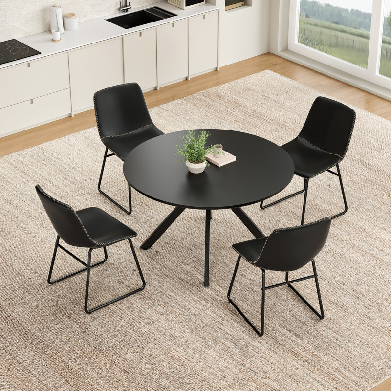 Ipke Faux Leather Upholstered Dining Chair, Black