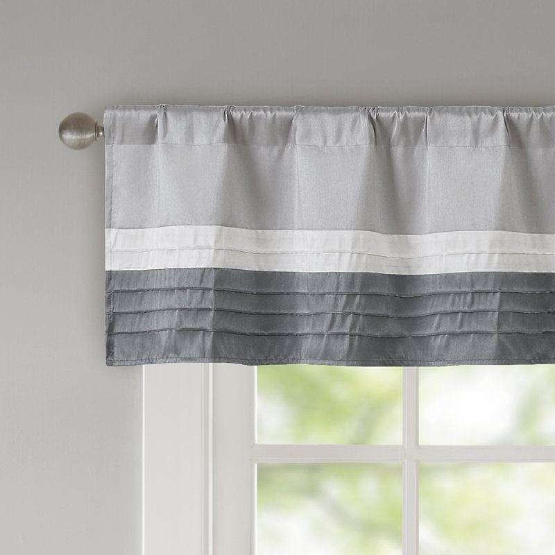 Amherst Grey Pintuck Single 50x18" Window Valance, Gray
