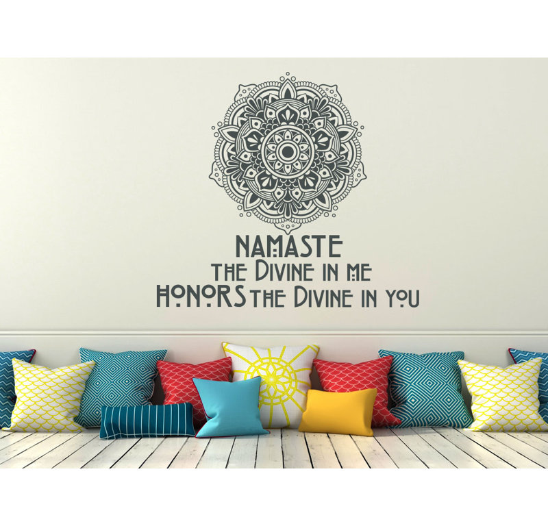 Décalcomanie murale décoration mandala Namaste, Gris