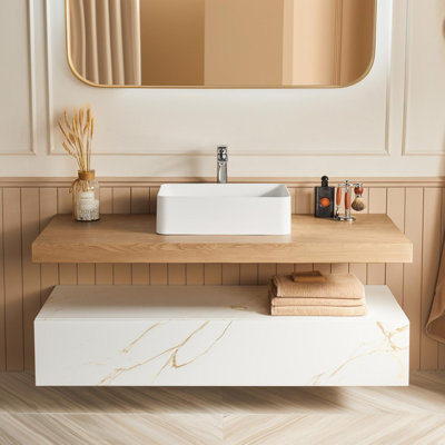Solid Surface Vessel Bathroom Sink Basin in Matte White