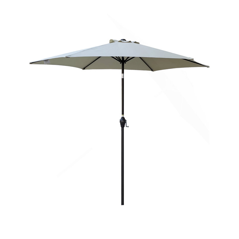 Parasol d'extérieur à bouton poussoir et manivelle, Rosée givrée