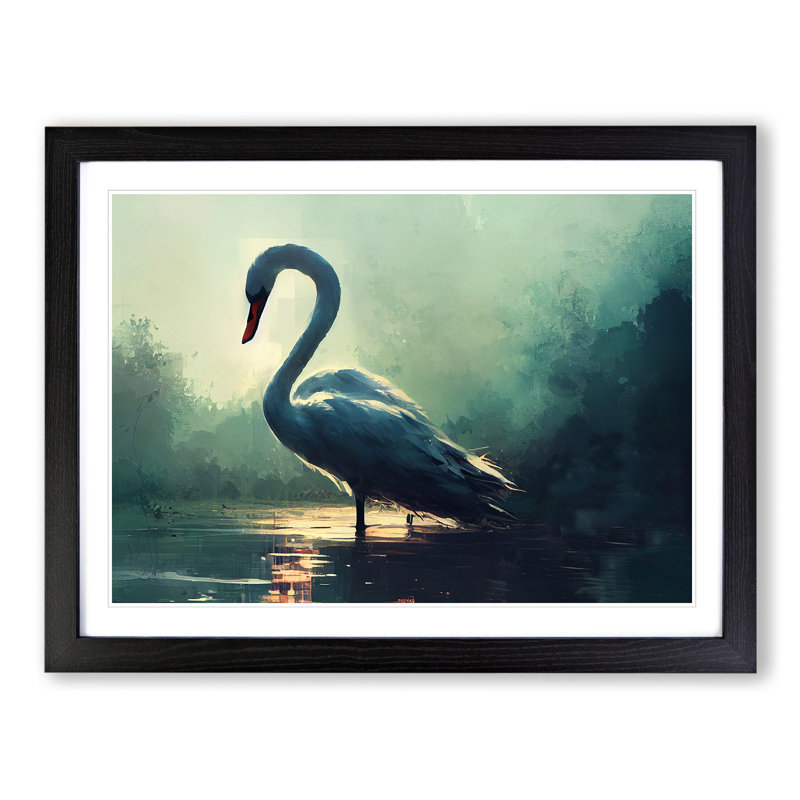 Swan Vol.4 - Single Picture Frame Print, Black Framed, 25cm H x 34cm W x 2cm D