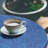Ebern Designs Marble Print Fitted Round Tablecloth Azure Blue-1153706412