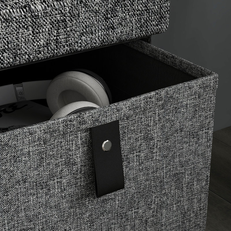 Anastos Polyester Upholstered Storage Bench, Dark Grey/Black