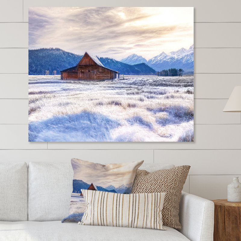 Art sur toile chalet chalet dans les montagnes d'hiver, H 32 po x l 16 po x P 1 po, Toile tendue