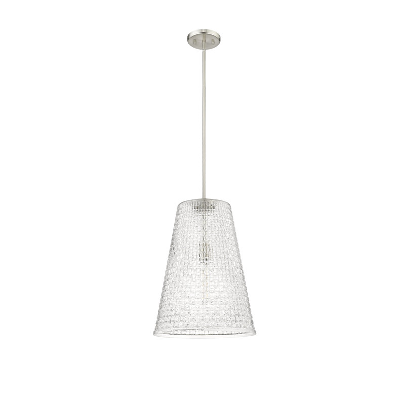 Luminaire suspendu conique à 1 lumière Cheston, Nickel brossé