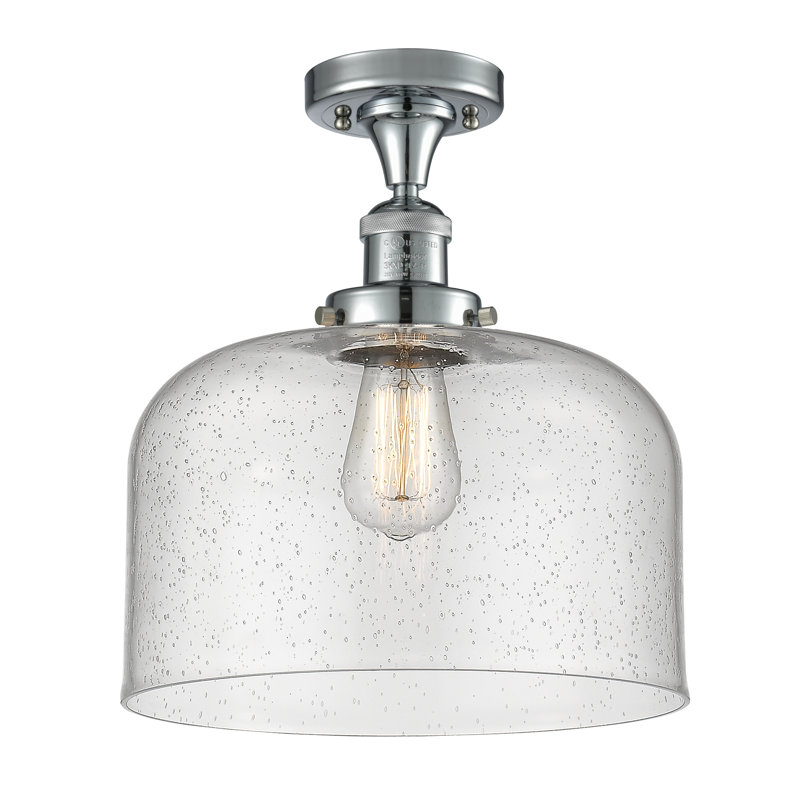 Plafonnier semi-encastré 1 lumière Bell, Ampoule non incluse, Grainé, Chrome poli