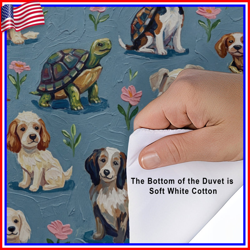 Housses de couette Dogs Turtles Flowers, King