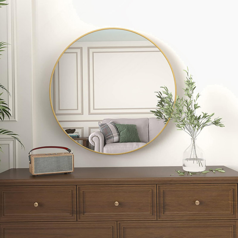 Miroir de salle de bain 20 pouces, 20 po x 20 po, Doré, Rond