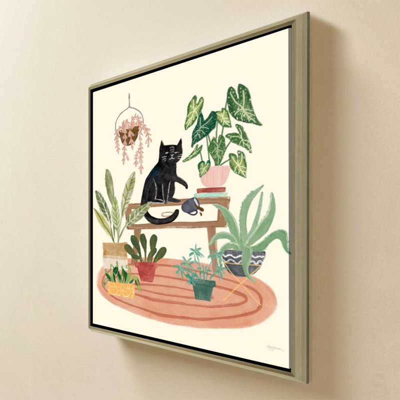 Urban Jungle II par Mary Urban - Impression sur toile, H 30 po x l 30 po, Cadre flottant biseauté, Champagne