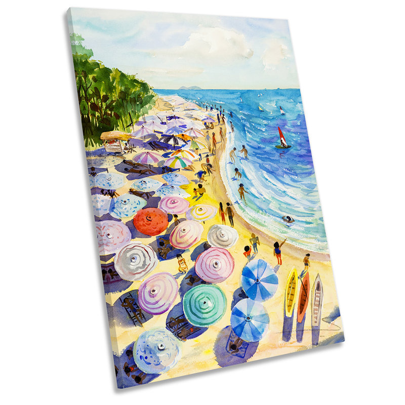 Seaside Beach Bathroom - Wrapped Canvas Painting, 137.2cm H x 91.4cm W x 4cm D