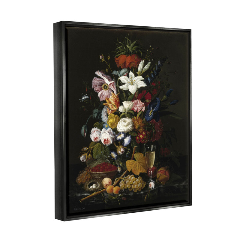 Art giclée encadré par gobelet traditionnel, Cadre flottant noir de jais, H 31 po x l 25 po x P 1,7 po