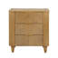 Table de chevet à 3 tiroirs Mid-Century cannelée, table de chevet au profil incurvé et larges poignées lustrées dorées, table de bout pour le salon, la chambre à coucher, assemblage facile, naturel