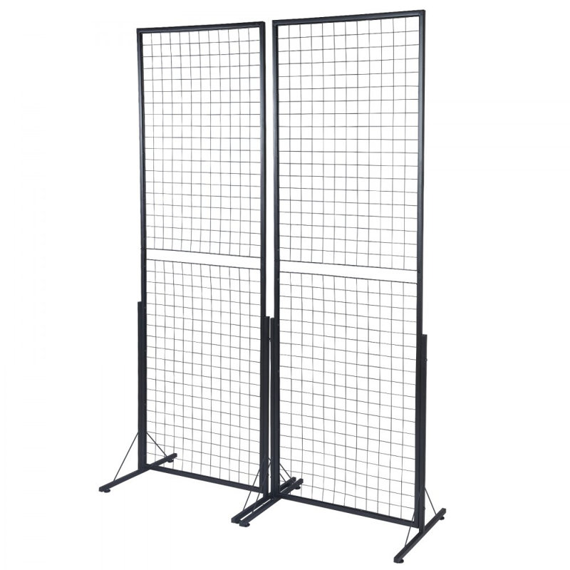Tour à panneaux muraux de 2 pi x 5,6 pi, supports à panneaux grillagés avec base en T sur pied, panneaux à panneaux latéraux doubles pour salons d'artisanat, présentoir de détail avec pinces et crochets supplémentaires