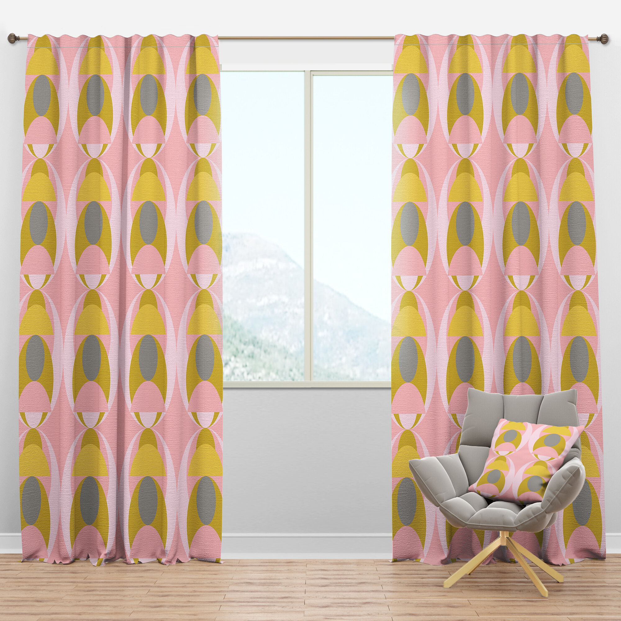 Design Art Mid-Century Pastel CircularIV Geometric Semi-Sheer Thermal ...