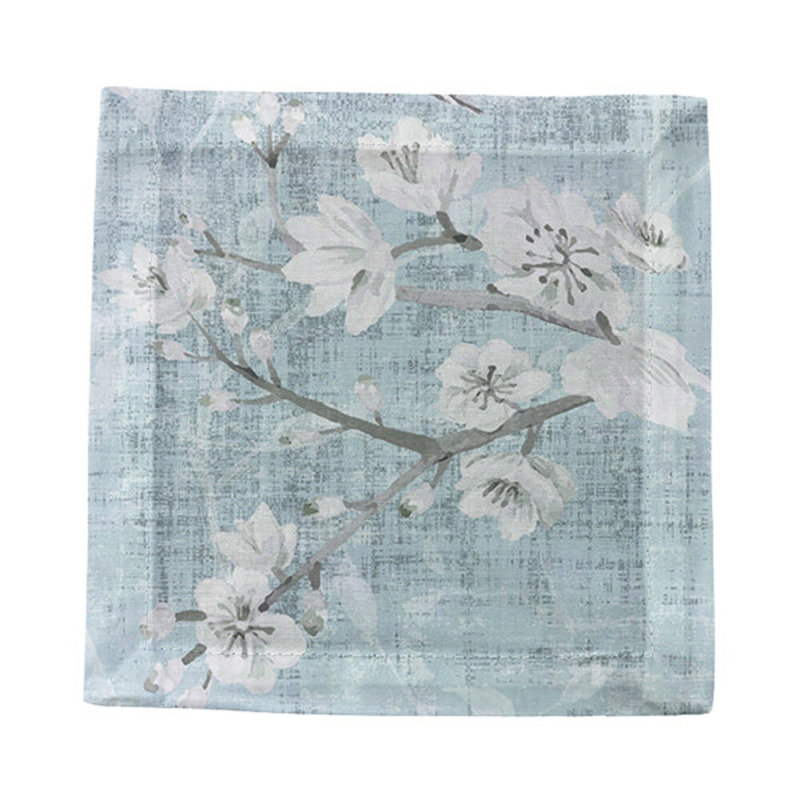 Blossom Fantasia Cotton Sateen Cocktail Napkins, Sky