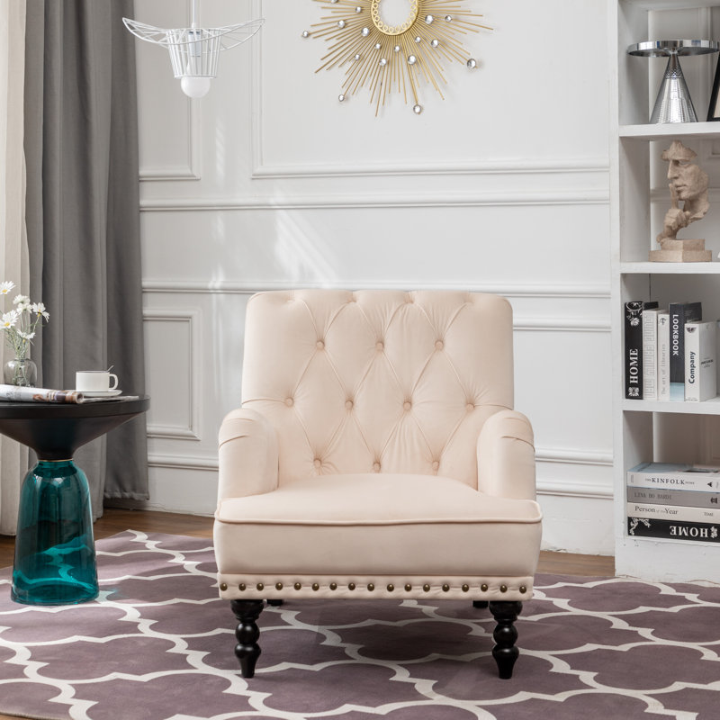 Garrett Velvet Armchair, Beige