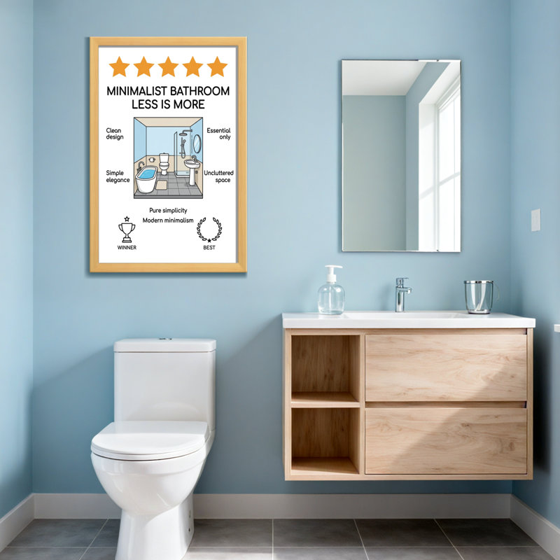 Conception de salle de bain minimaliste avec des lignes épurées et des éléments simples, Toile tendue, Ne s’applique pas