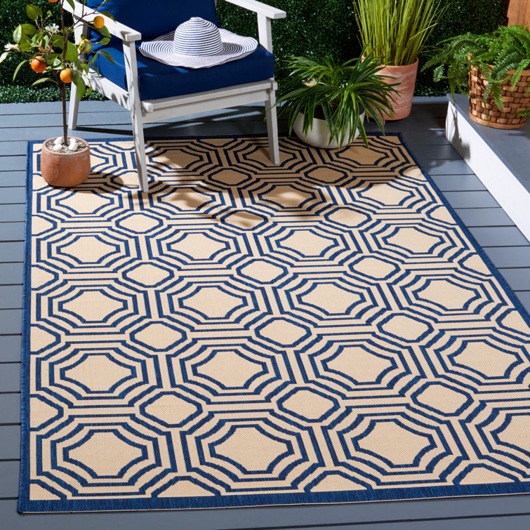 Arneshia Geometric Navy/Gray Indoor / Outdoor Area Indoor/Outdoor Area Rug