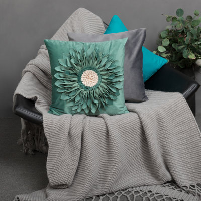  Housse de coussin décoratif à motif floral Appliqued