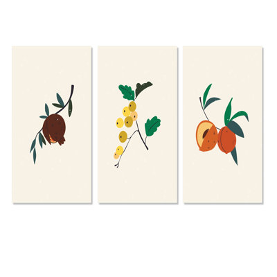 Vintage Fruits IV - Traditional Art Set Of 3 Pieces