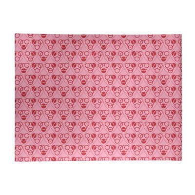 Tapis rose/rouge fait main géométrique