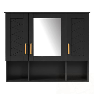 Wall Mounted Bathroom Cabinet with Adjustable Shelf and open storage space