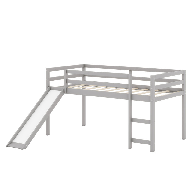 Loft Bed With Slide, Gray