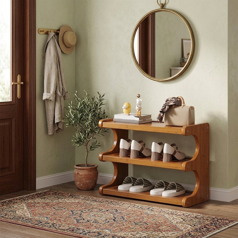 Multi-Layer Shoe Rack, Space-Saving Design, 14.17" H x 19.68" W x  9.05" D, 3