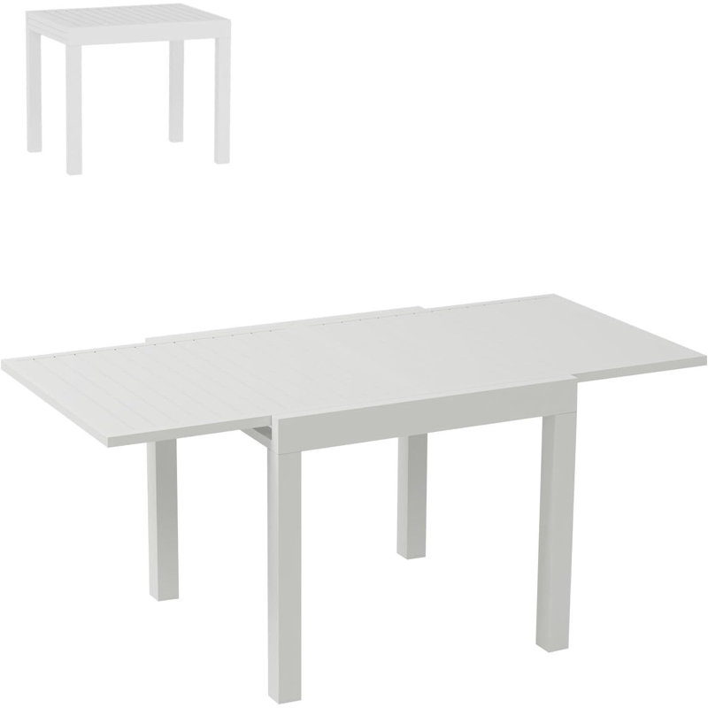 Table de salle à manger extensible pour 4 à 6 personnes, Blanc, Blanc