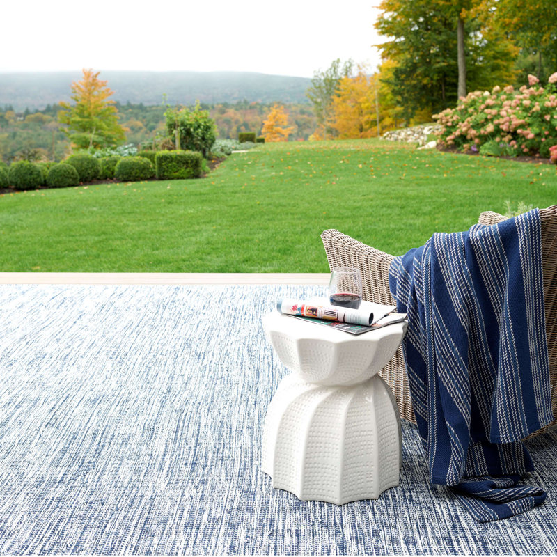Tideline Navy Handwoven Indoor/Outdoor Rug, Rectangle 9'6" x 13'6"