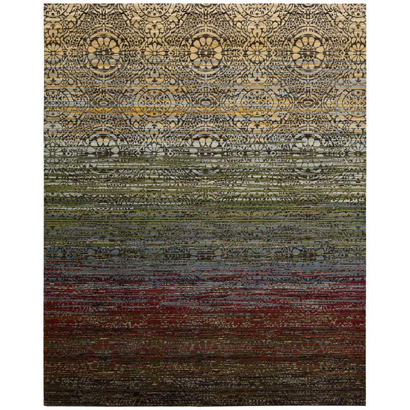 Tapis bleu / vert / rouge Denoila, Rectangle 8 pi 6 po x 11 pi 6 po