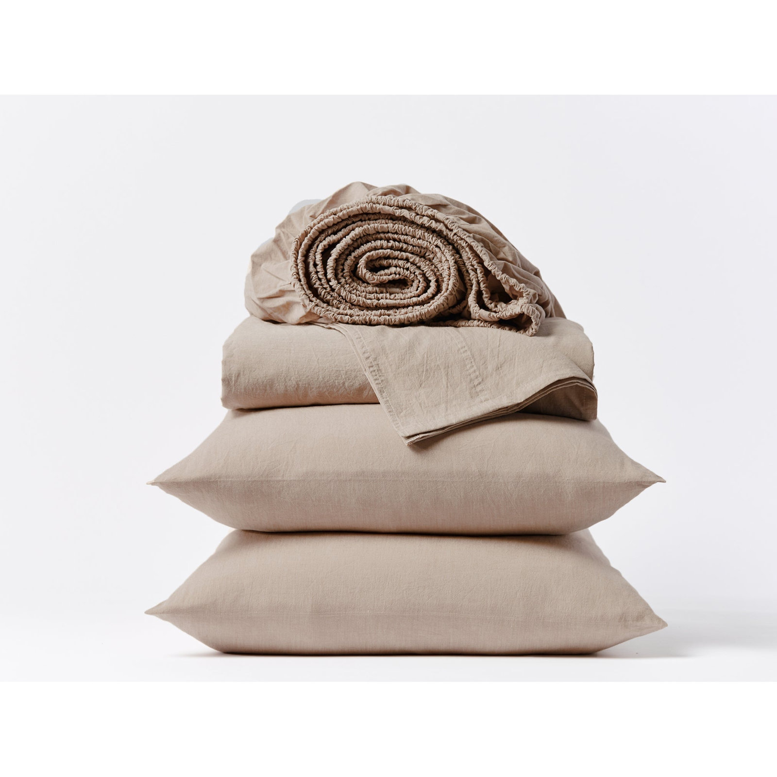 Organic Crinkled Percale 100% Cotton Percale Sheet Set, Twin Sheet Set with 1 Pillowcase, Hazel Chambray