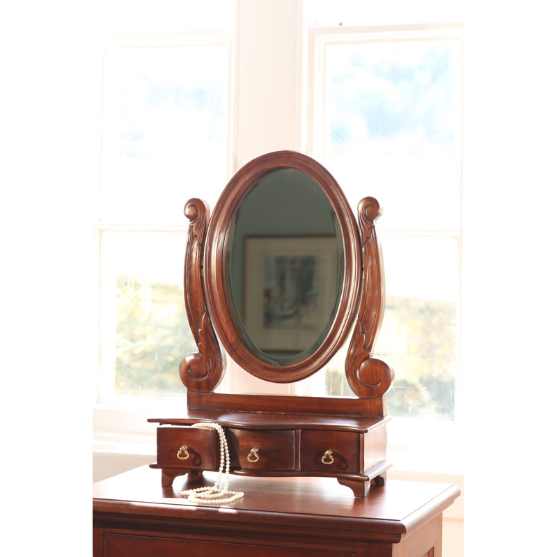 Wood Flat Wall Mirror with Drawers